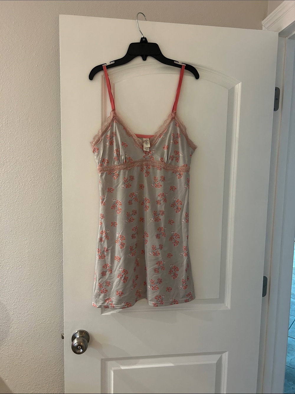 Jessica Simpson Gray Chemise Slip with Pink Floral Print